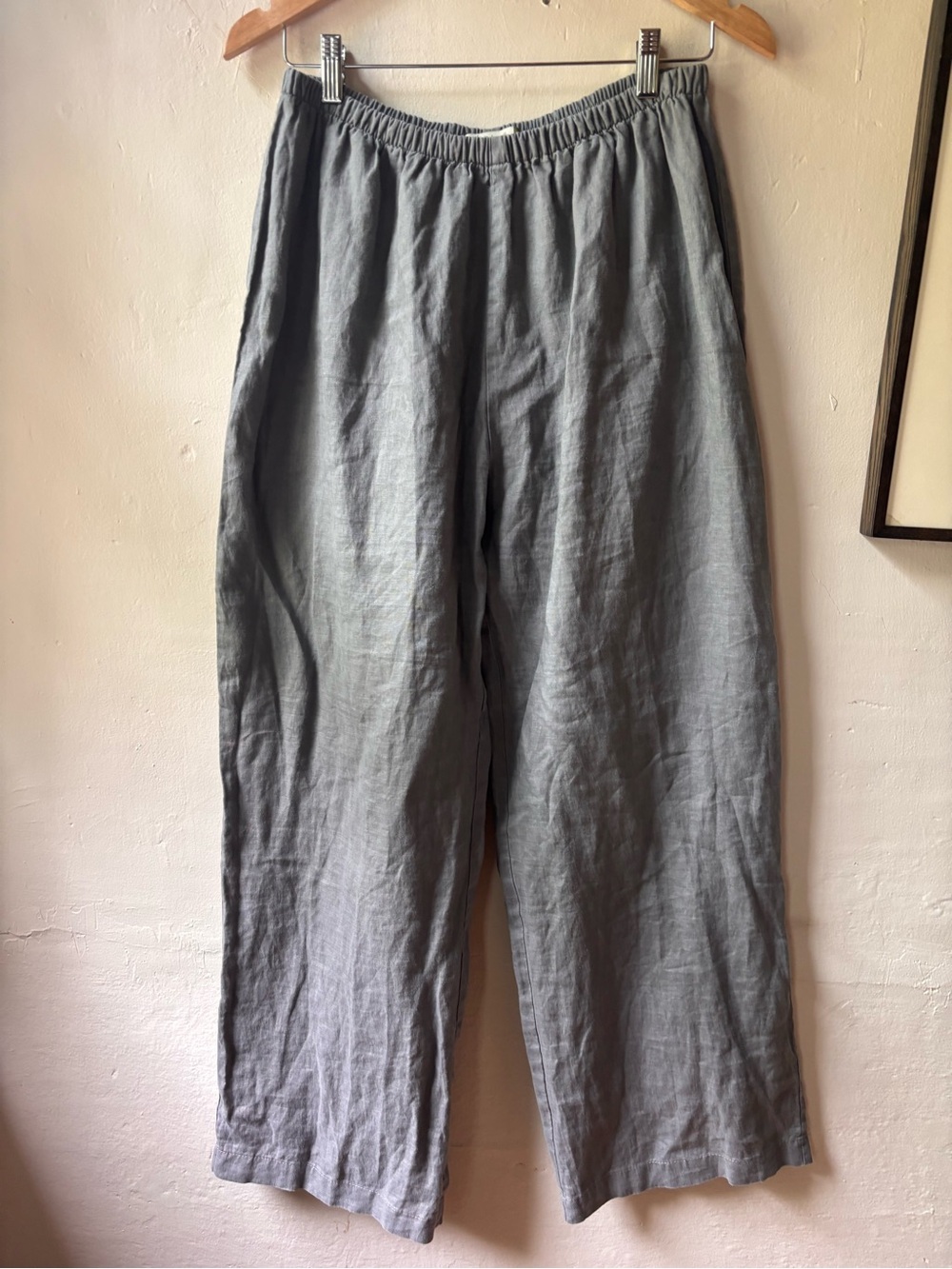 Chalet et Ceci Women’s Elastic-Waist 100% Linen Pants lined exc